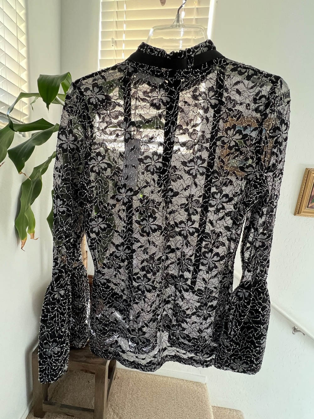 Anne Fontaine Sheer Black Lace Top Laurine Victorian Goth Romantic FR 42 US 10 - Picture 9 of 14